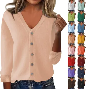 Cardigan Sweaters for Women Long Sleeve V Neck Sweaters Lightweight Comfy Sweatshirts No Hood Knitted Button Up Sweaters