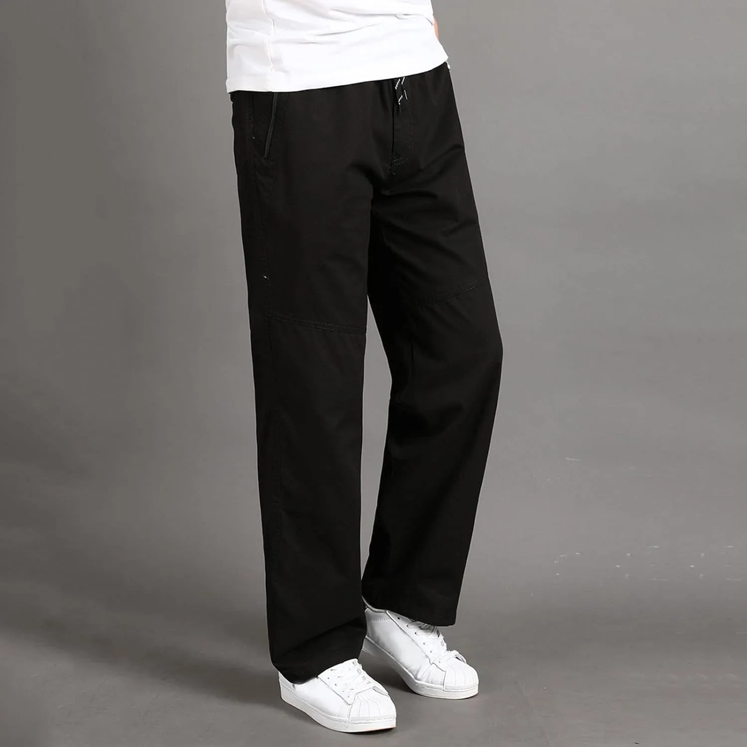 Cargo Pants for Men Relaxed Fit Trousers for Men Mens Cargo Sweatpants Drawstring Elastic Waist Straight Leg Trousers