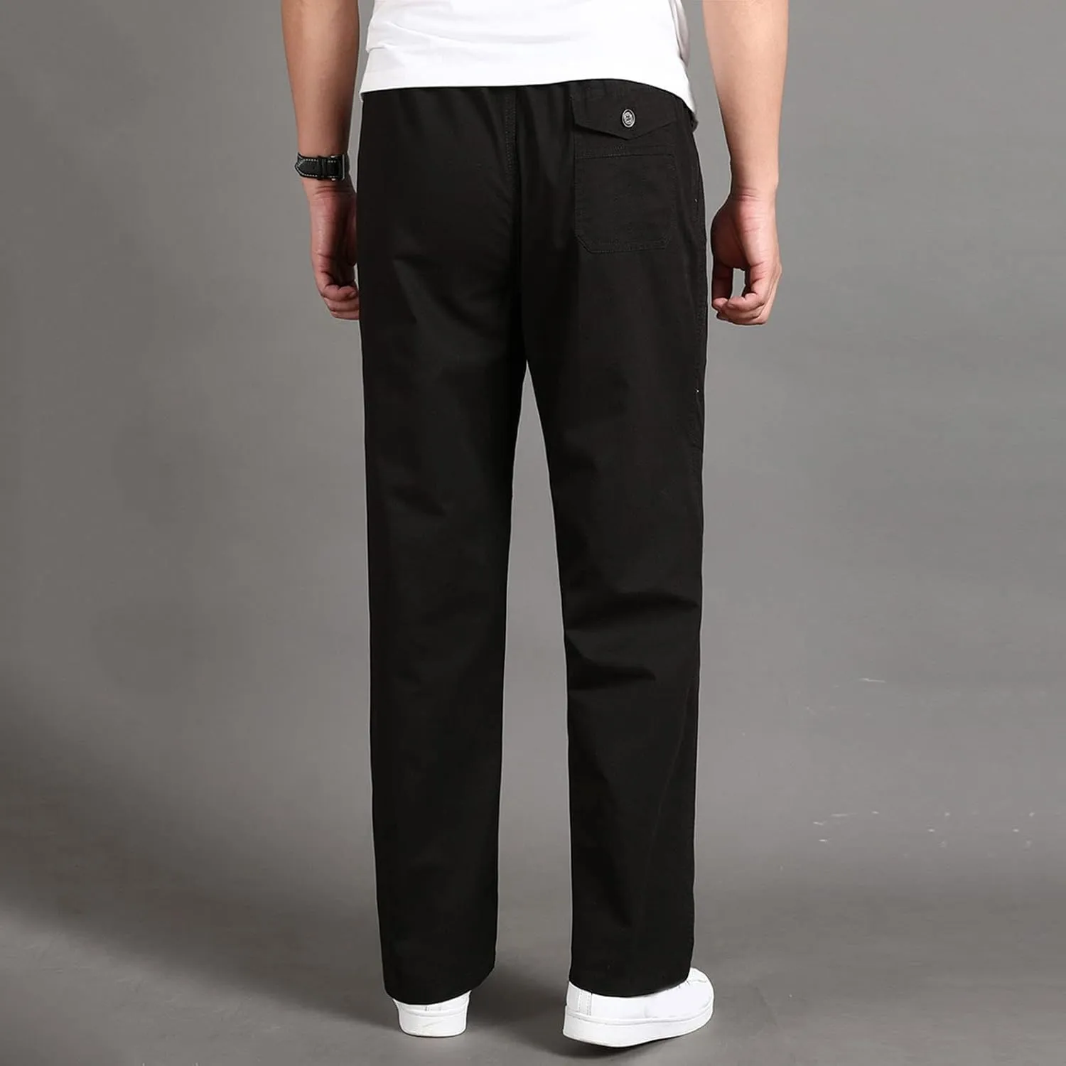 Cargo Pants for Men Relaxed Fit Trousers for Men Mens Cargo Sweatpants Drawstring Elastic Waist Straight Leg Trousers
