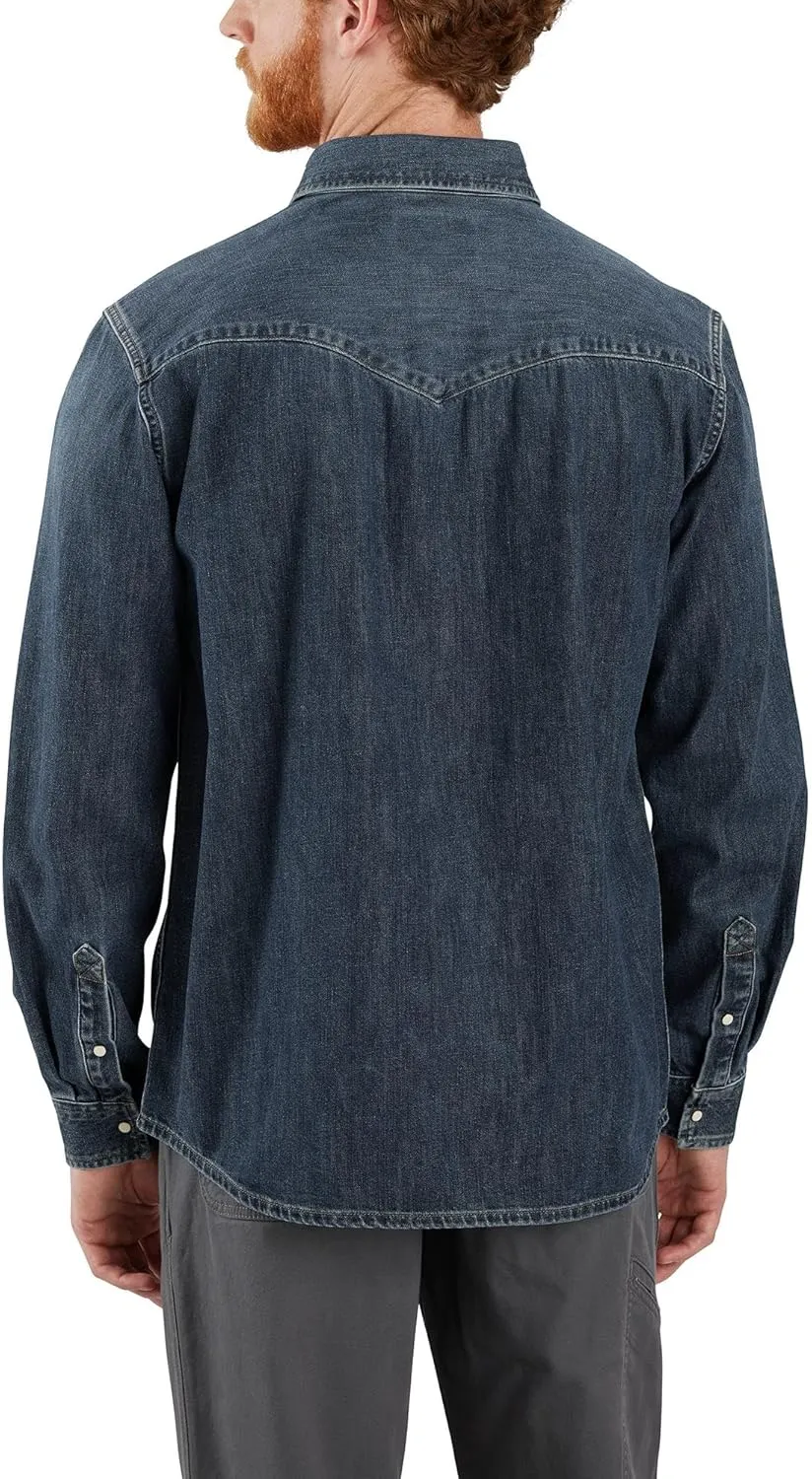 Carhartt Men's Montana Relaxed Fit Midweight Denim Long-Sleeve Snap Front Shirt