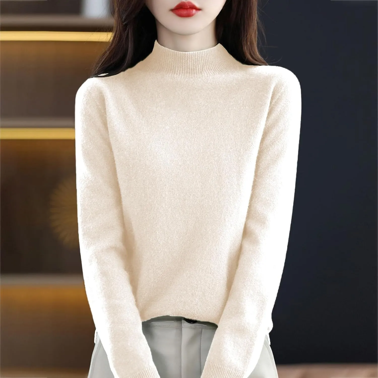Cashmere Sweaters for Women Fashion Comfort Pullover Sweaters Casual Crewneck Sweater Dressy Long Sleeve Sweaters