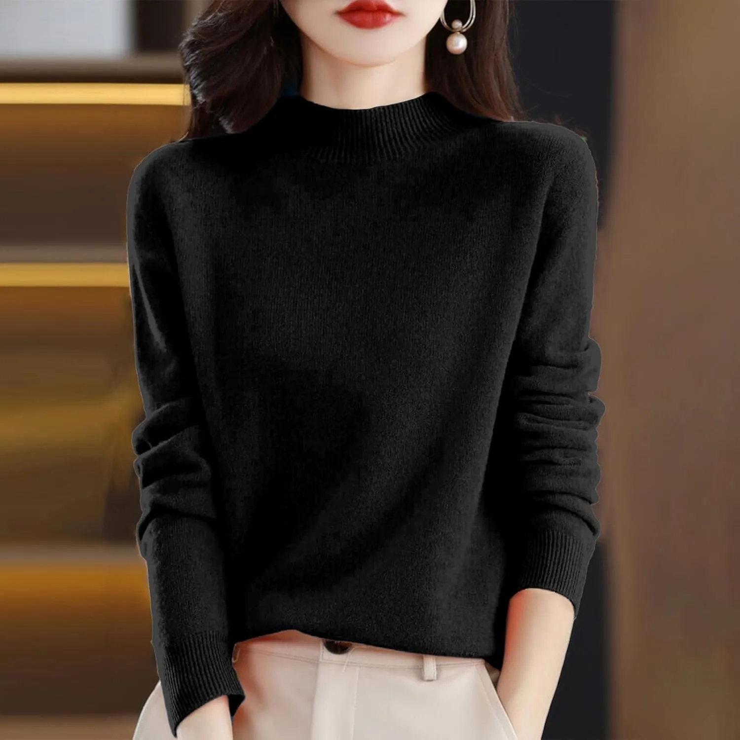 Cashmere Sweaters for Women Fashion Comfort Pullover Sweaters Casual Crewneck Sweater Dressy Long Sleeve Sweaters