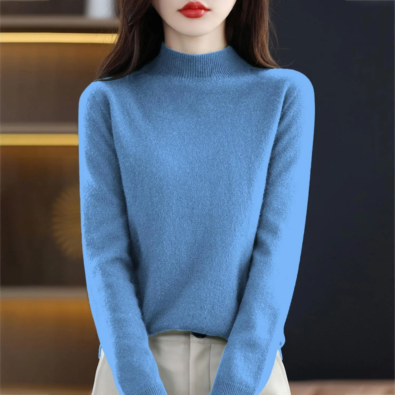 Cashmere Sweaters for Women Fashion Comfort Pullover Sweaters Casual Crewneck Sweater Dressy Long Sleeve Sweaters