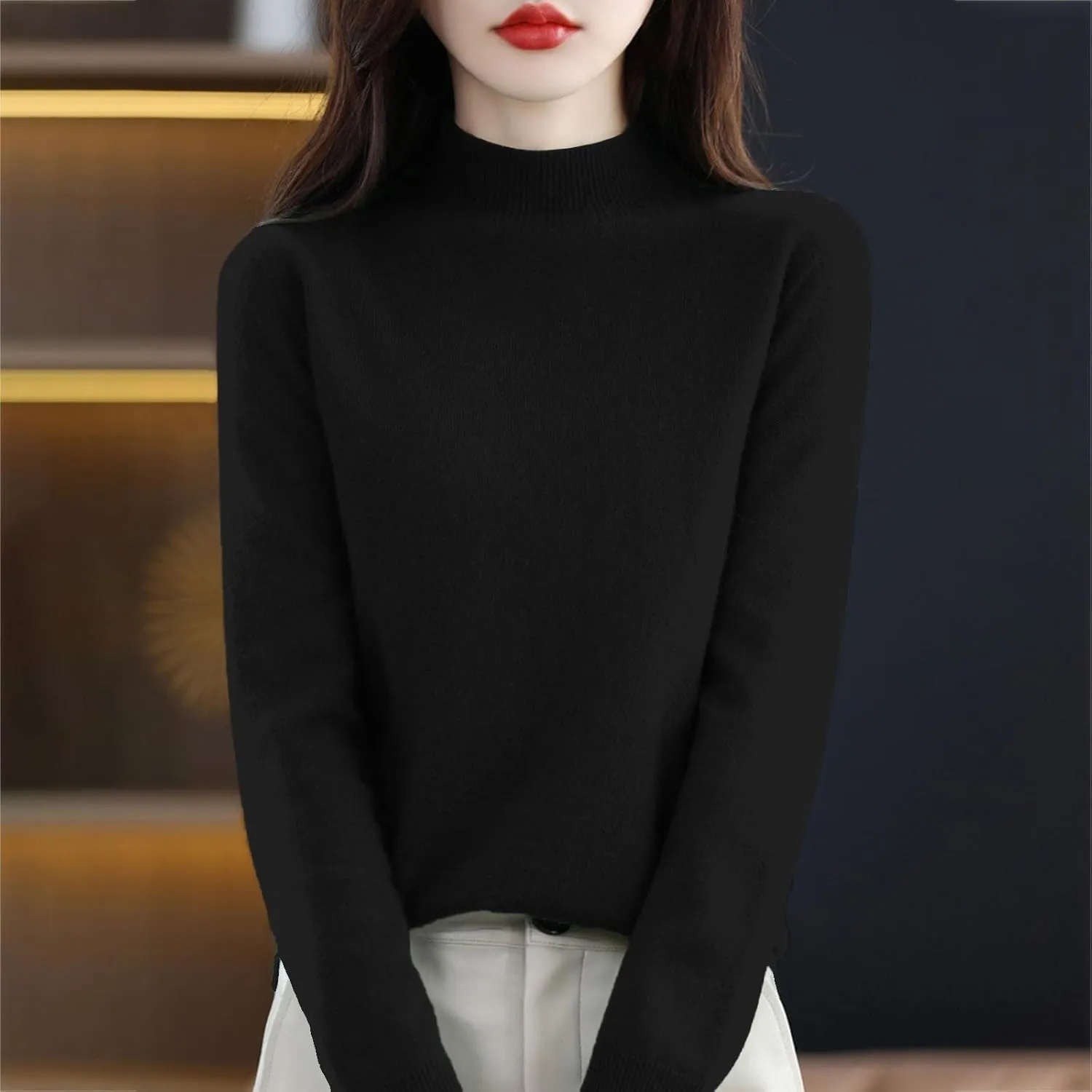 Cashmere Sweaters for Women Fashion Comfort Pullover Sweaters Casual Crewneck Sweater Dressy Long Sleeve Sweaters