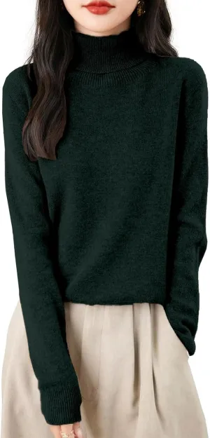 Cashmere Sweaters for Women Long Sleeve Turtleneck Sweater Pullover Winter Spring Soft Warm Cozy Wool Knit Sweater