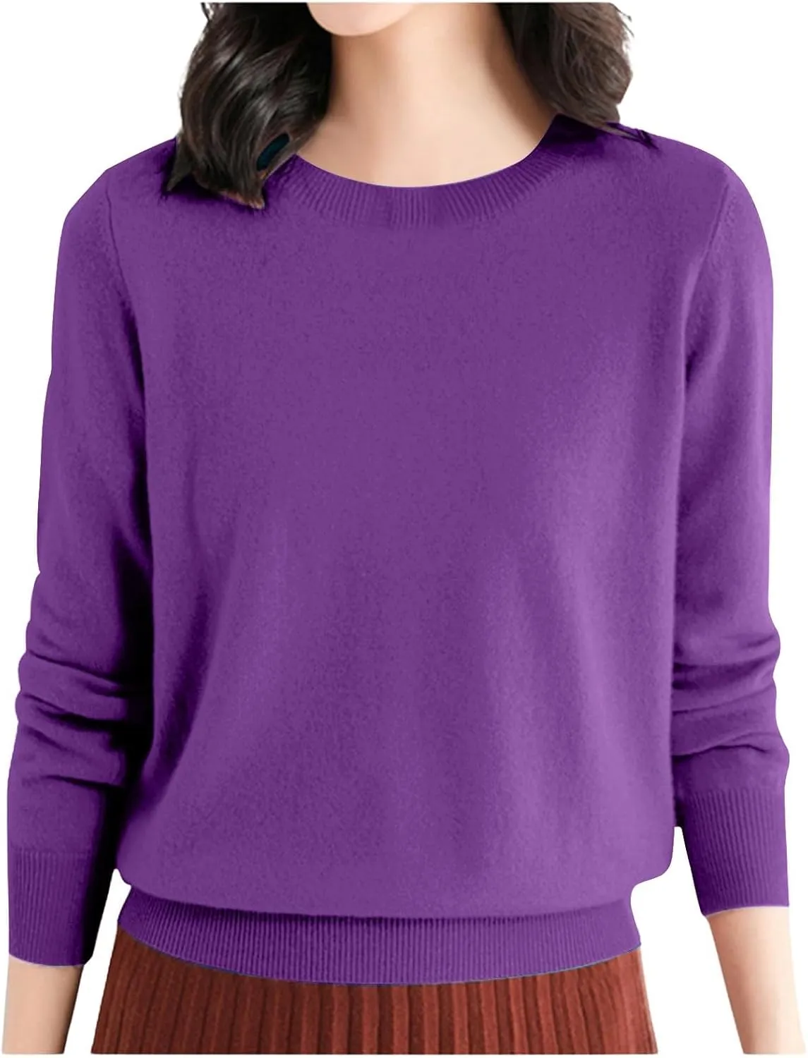 Cashmere Sweaters for Women Thin Lightweight Crewneck Sweaters Soft Wool Plain Crop Sweater Light Weight Sweaters