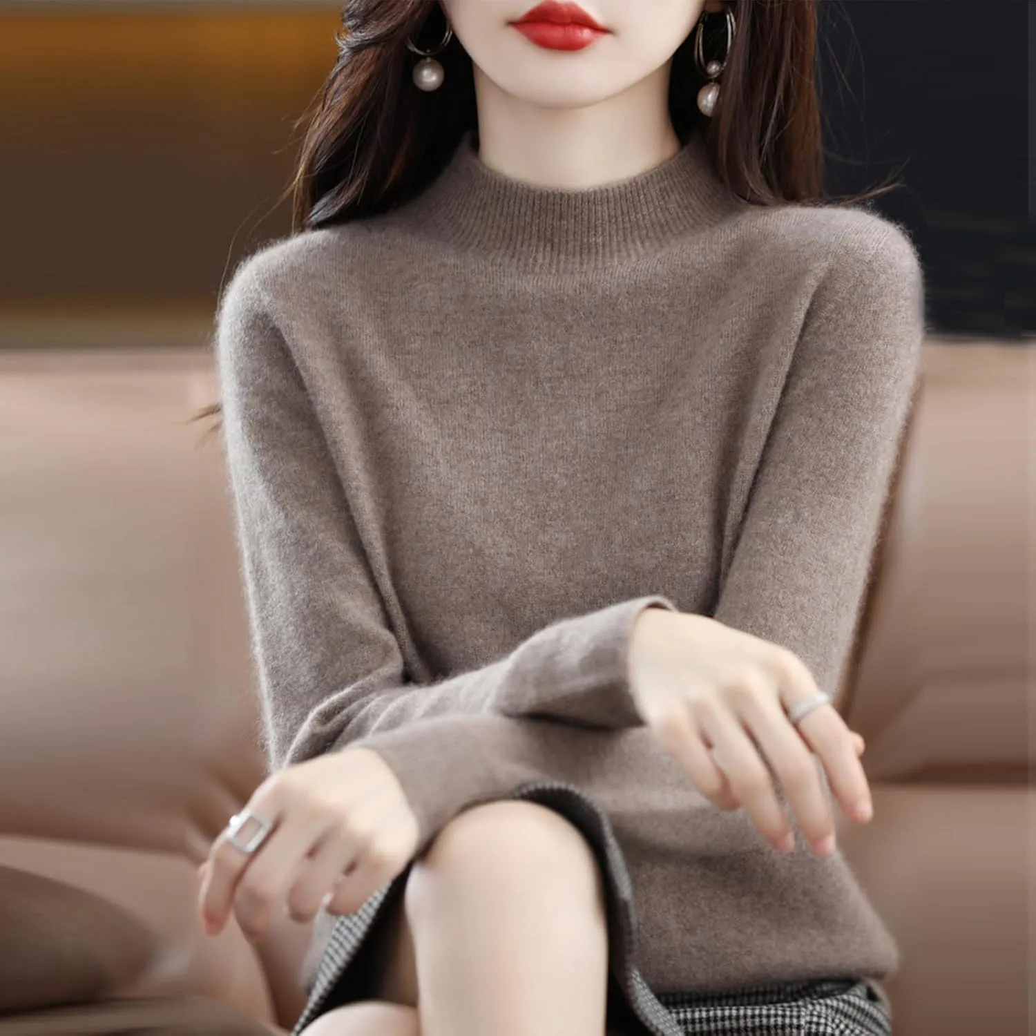 Cashmere Sweaters for Women,Cashmere Long Sleeve Crewneck Fall Winter Sweaters