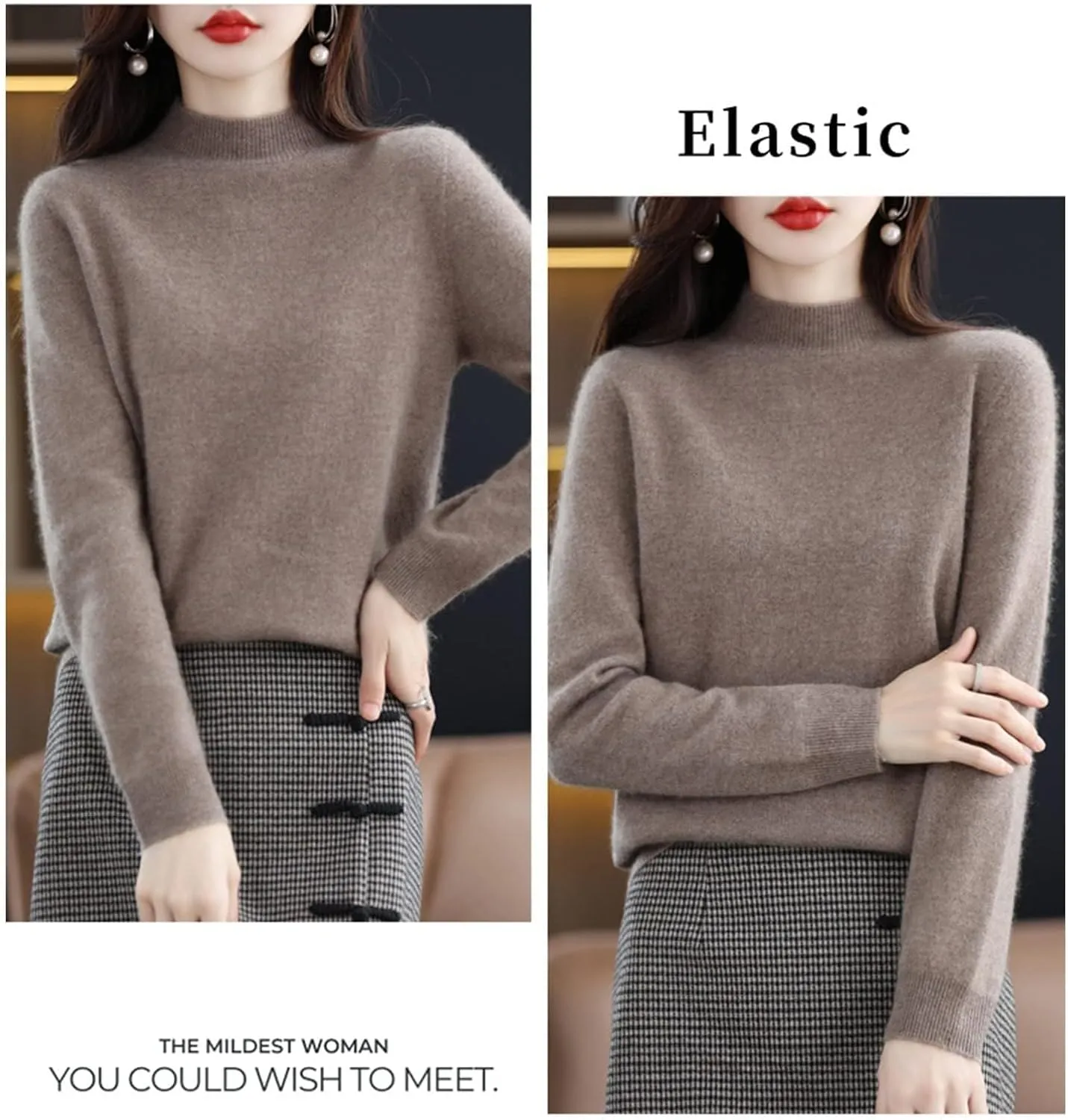Cashmere Sweaters for Women,Cashmere Long Sleeve Crewneck Fall Winter Sweaters