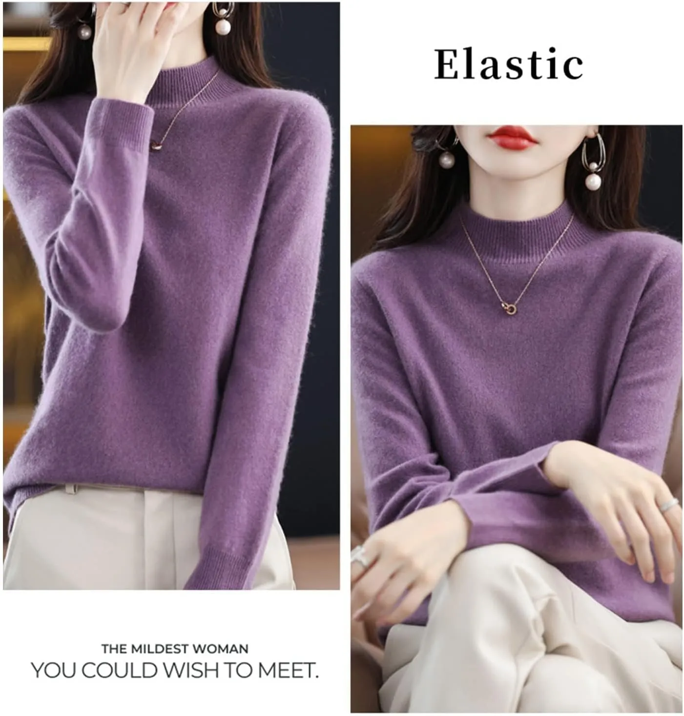 Cashmere Sweaters for Women,Cashmere Long Sleeve Crewneck Fall Winter Sweaters