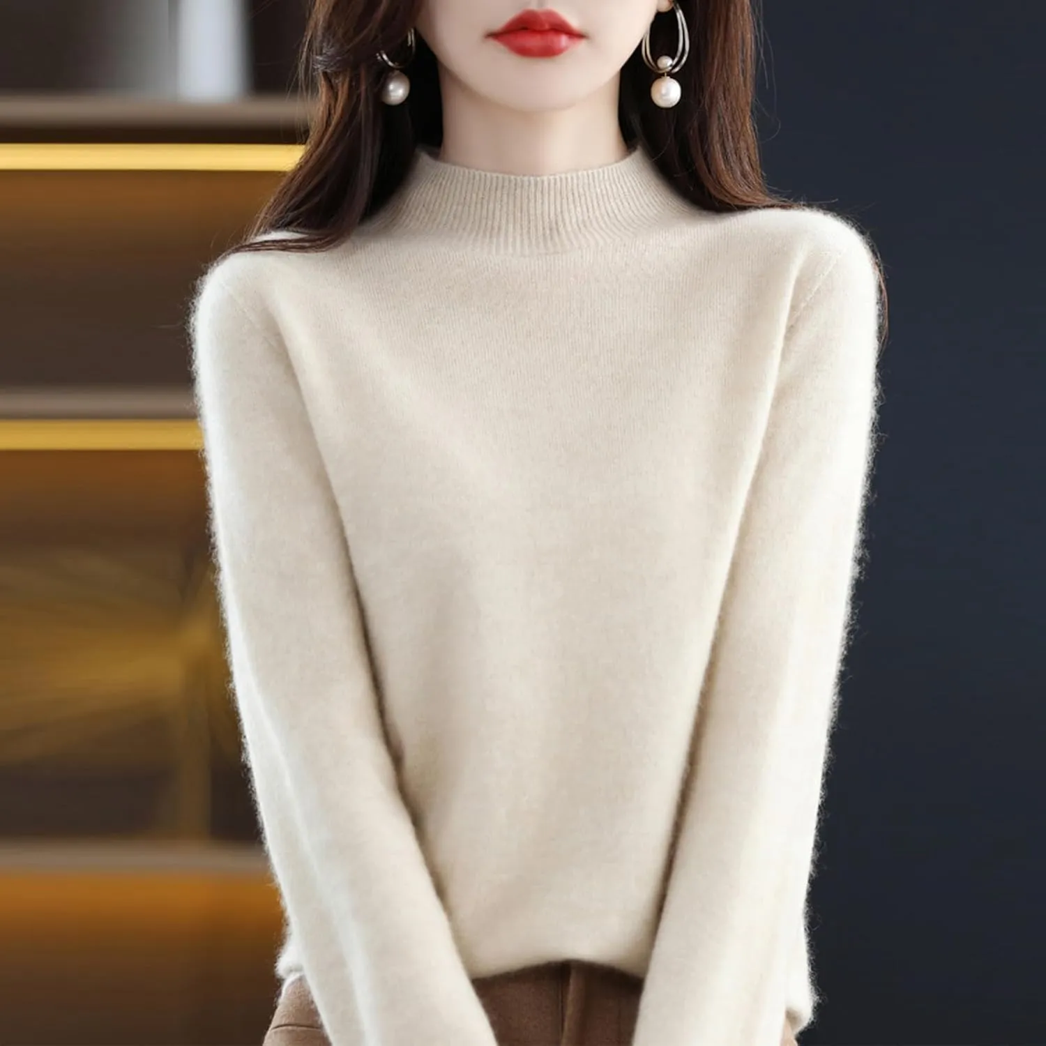 Cashmere Sweaters for Women,Cashmere Long Sleeve Crewneck Fall Winter Sweaters