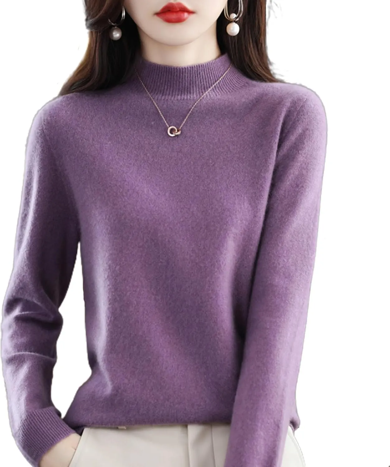 Cashmere Sweaters for Women,Cashmere Long Sleeve Crewneck Fall Winter Sweaters