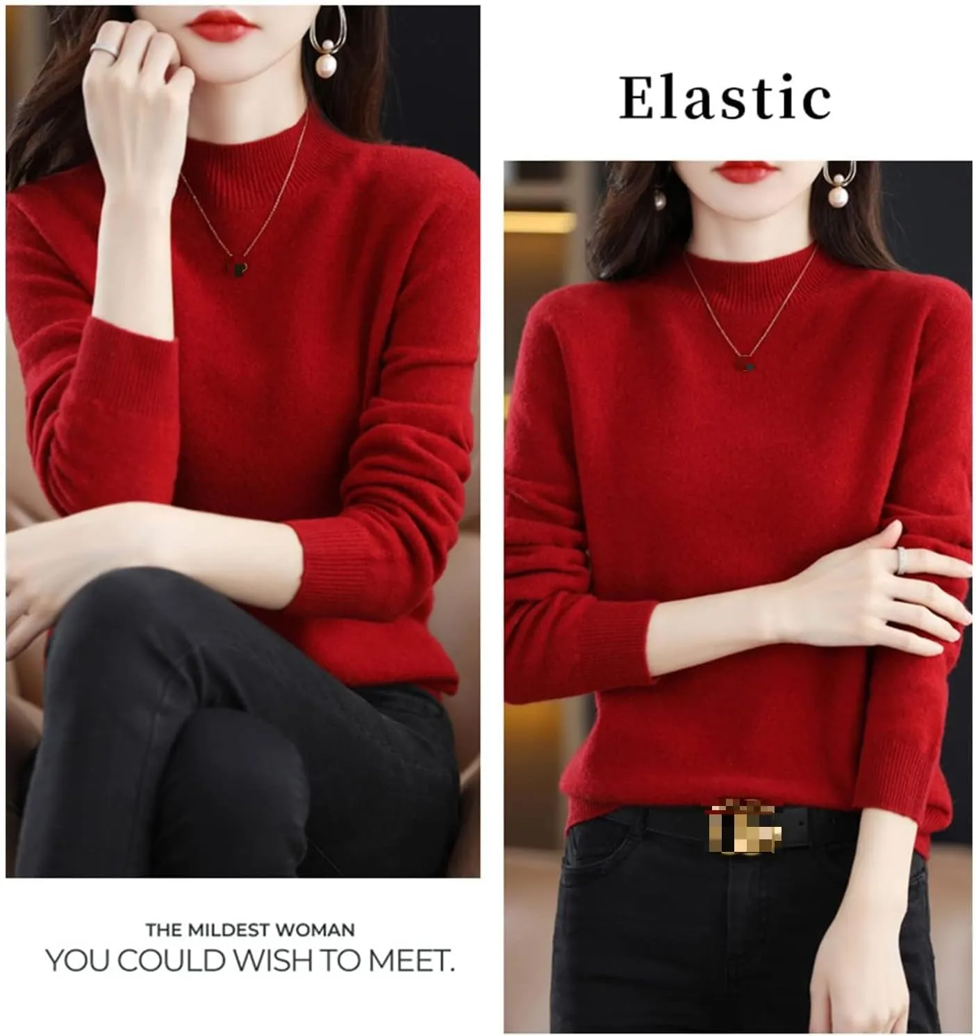 Cashmere Sweaters for Women,Cashmere Long Sleeve Crewneck Fall Winter Sweaters