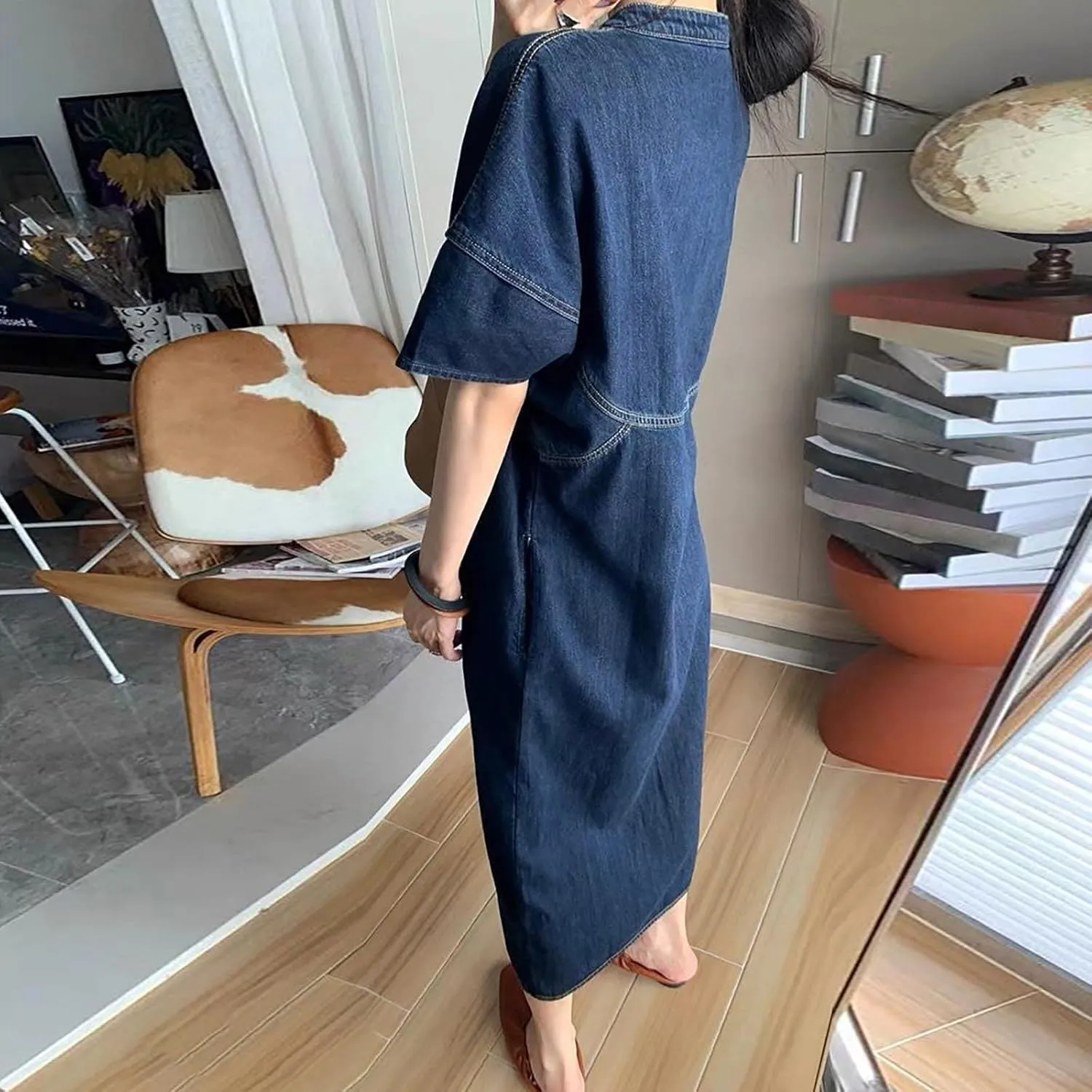 Casual Jean Skirts for Women Denim Dress with Fashion Buttons, Maxi Length, and Relaxed Fit