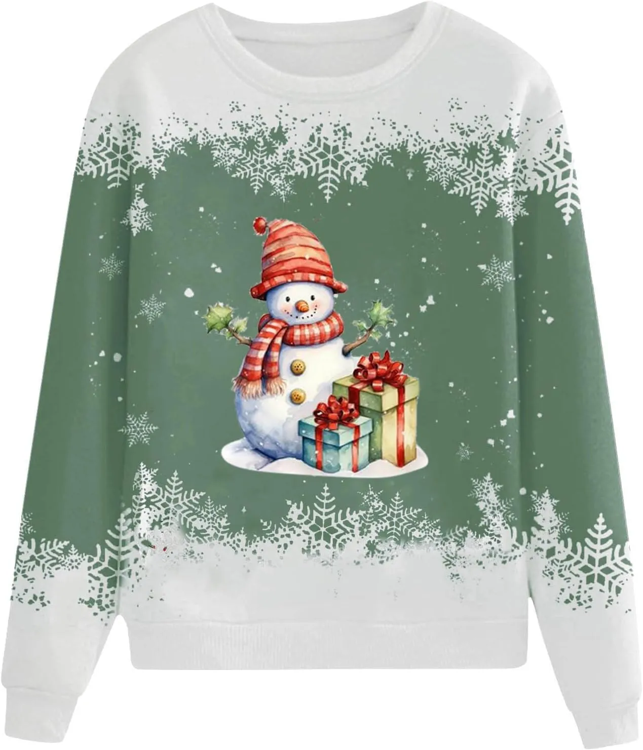 Christmas Sweatshirt for Women Funny Cute Snowman Graphic Fall Tops Casual Holiday Long Sleeve Crewneck Tunic Shirt