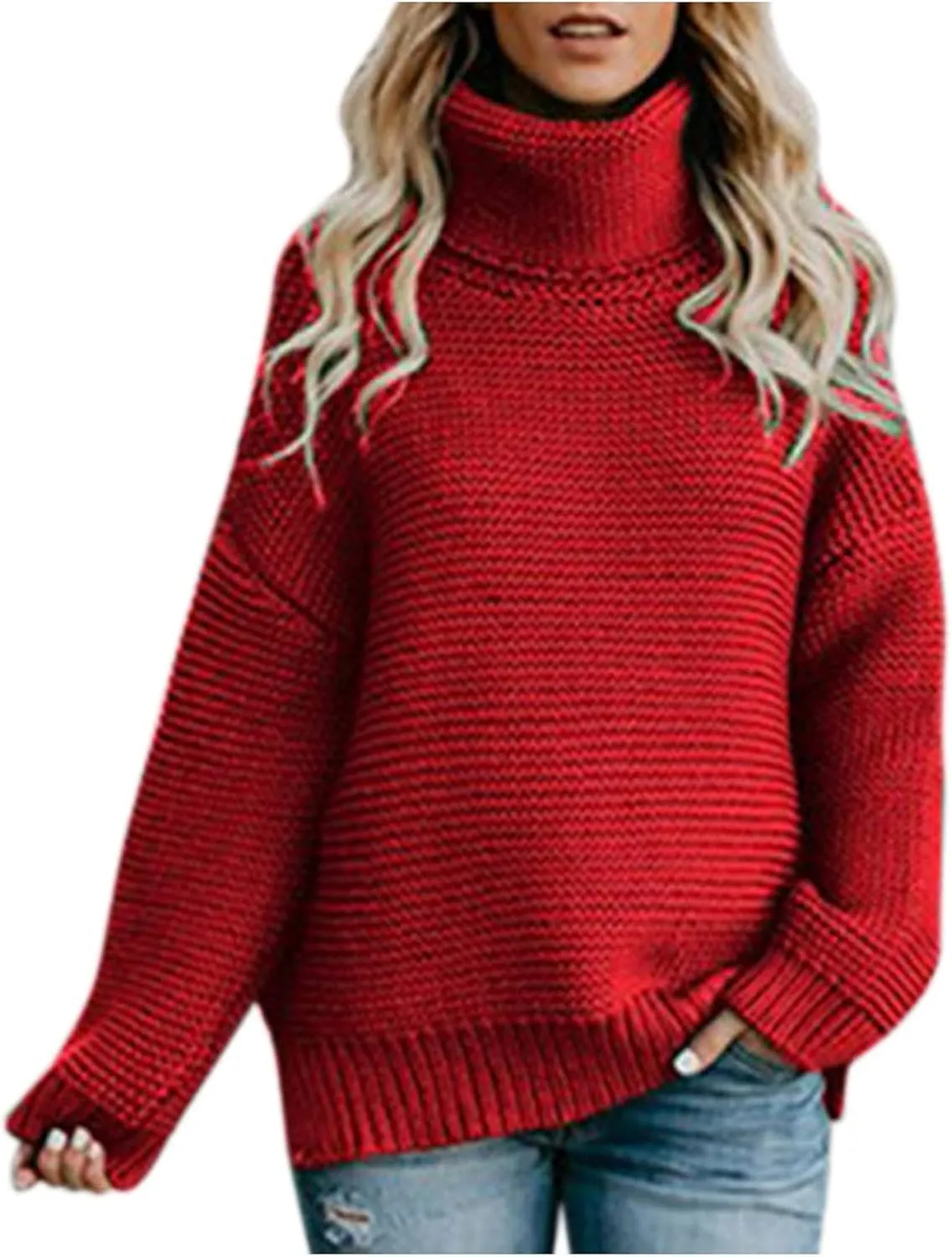 Chunky Sweaters for Women 2023 Fall Winter Oversized Sweaters Soft Warm Knitted Sweaters Slouchy Turtleneck Sweaters