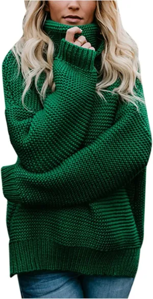 Chunky Sweaters for Women 2023 Fall Winter Oversized Sweaters Soft Warm Knitted Sweaters Slouchy Turtleneck Sweaters