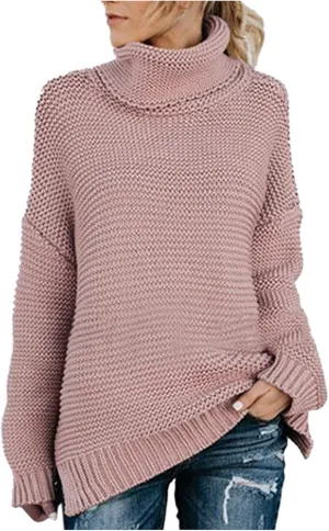 Chunky Sweaters for Women 2023 Fall Winter Oversized Sweaters Soft Warm Knitted Sweaters Slouchy Turtleneck Sweaters