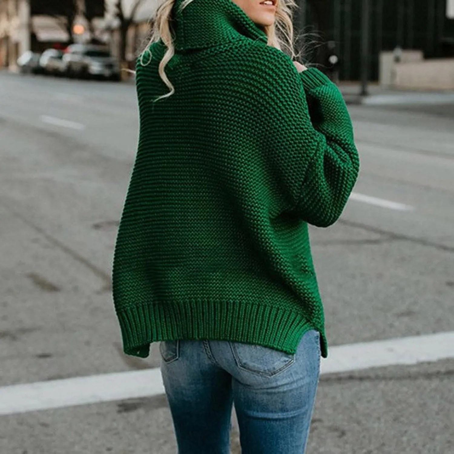 Chunky Sweaters for Women 2023 Fall Winter Oversized Sweaters Soft Warm Knitted Sweaters Slouchy Turtleneck Sweaters