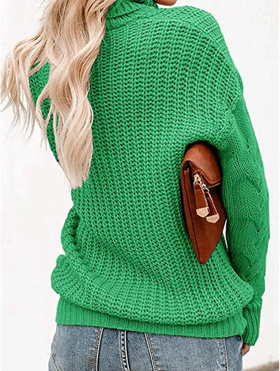 Chunky Sweaters for Women 2023 Turtleneck Pullover Sweaters Long Sleeve Fall Sweaters Casual Loose Jumper Tops