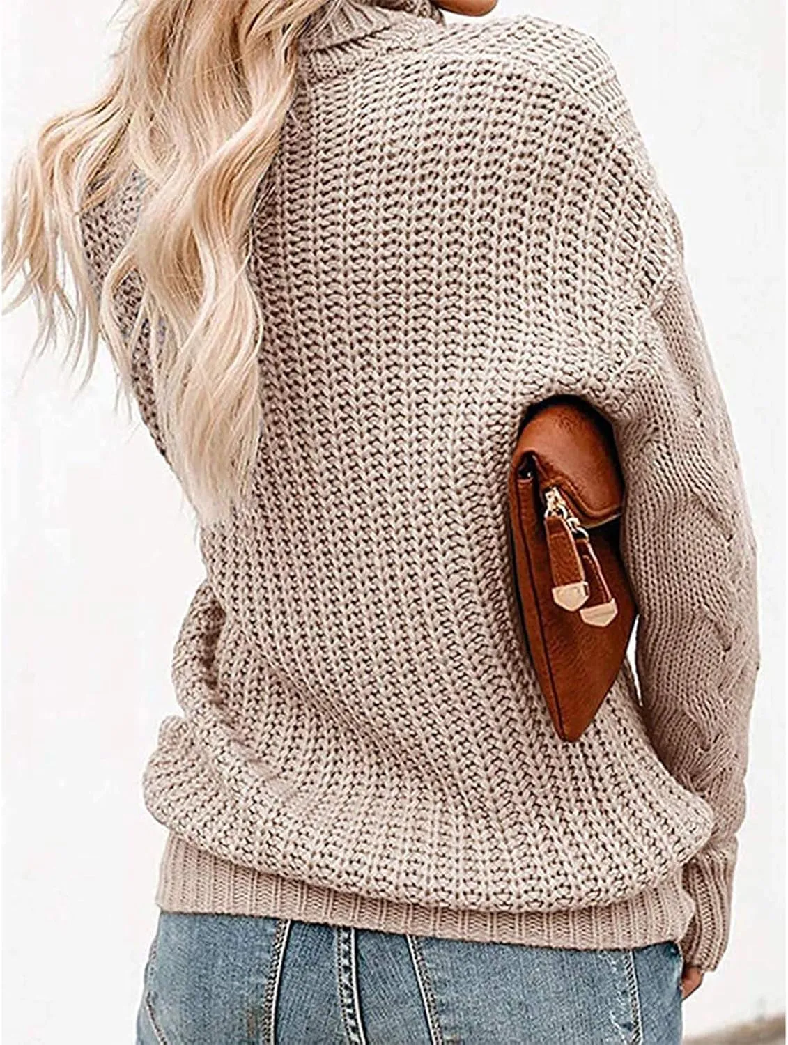Chunky Sweaters for Women 2023 Turtleneck Pullover Sweaters Long Sleeve Fall Sweaters Casual Loose Jumper Tops