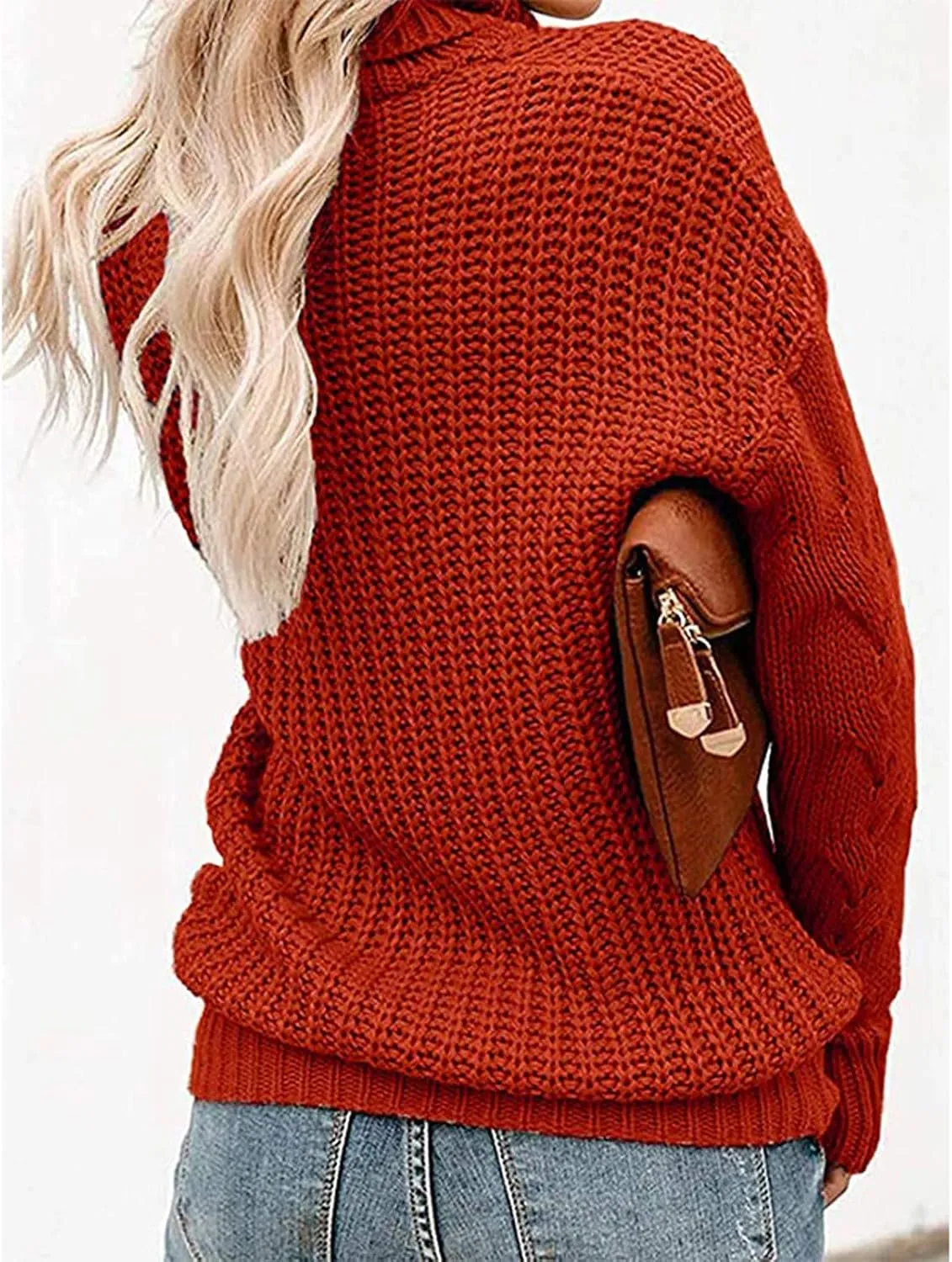 Chunky Sweaters for Women 2023 Turtleneck Pullover Sweaters Long Sleeve Fall Sweaters Casual Loose Jumper Tops