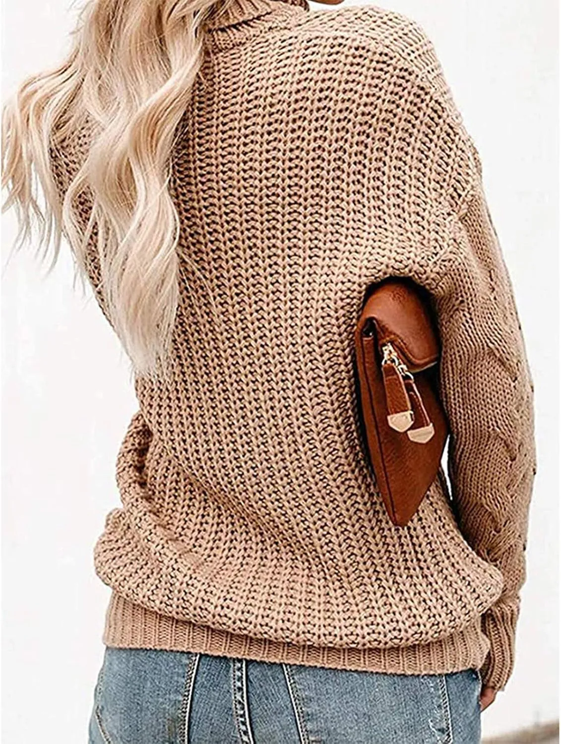 Chunky Sweaters for Women 2023 Turtleneck Pullover Sweaters Long Sleeve Fall Sweaters Casual Loose Jumper Tops