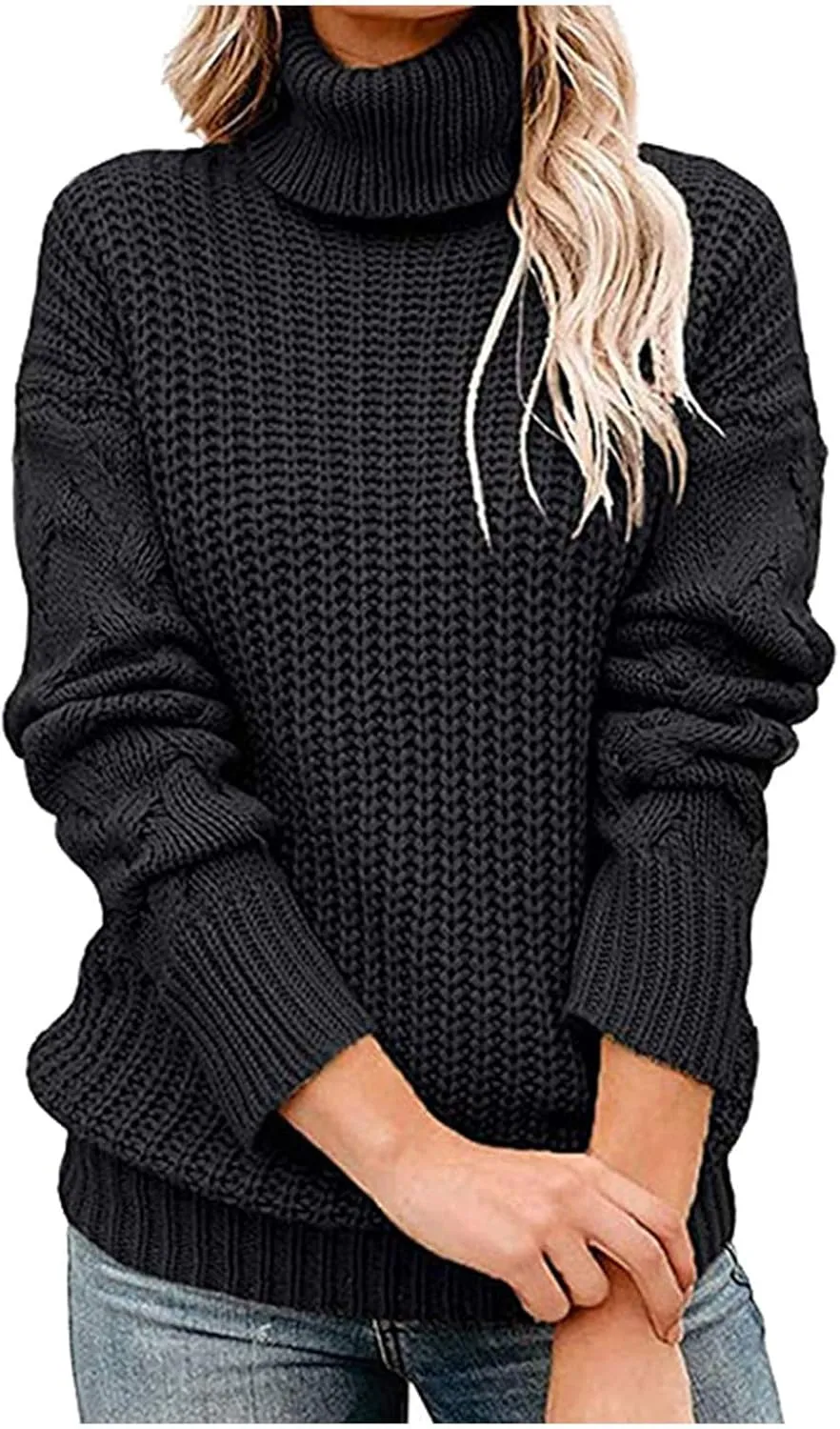 Chunky Sweaters for Women 2023 Turtleneck Pullover Sweaters Long Sleeve Fall Sweaters Casual Loose Jumper Tops