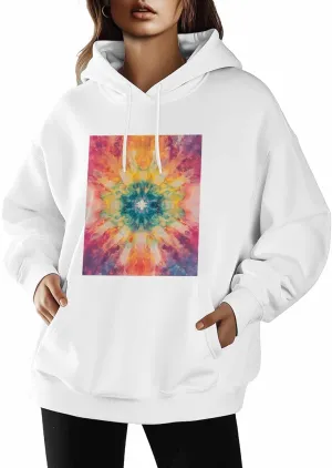 Colorful Oversized Sweatshirt Hoodies for Women, Tie Dye Womens Long Sleeve Tops, Casual Graphic Hoodies Pullover