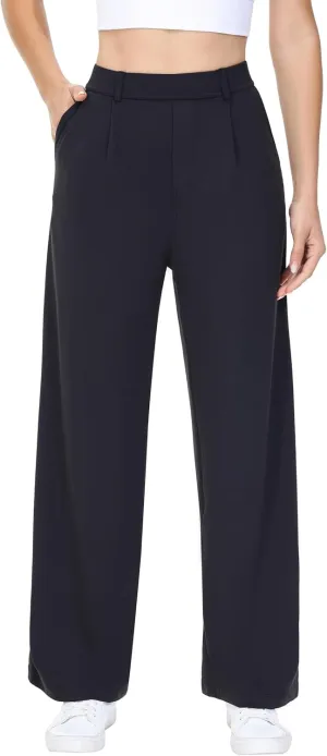 Comfy Dress Pants Women Work Office Business Casual Lounge Straight Leg Trousers with Pockets Yoga Trendy Slacks
