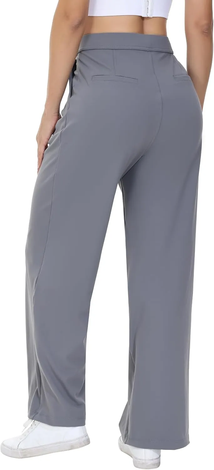 Comfy Dress Pants Women Work Office Business Casual Lounge Straight Leg Trousers with Pockets Yoga Trendy Slacks