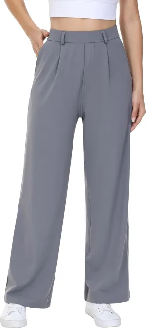 Comfy Dress Pants Women Work Office Business Casual Lounge Straight Leg Trousers with Pockets Yoga Trendy Slacks