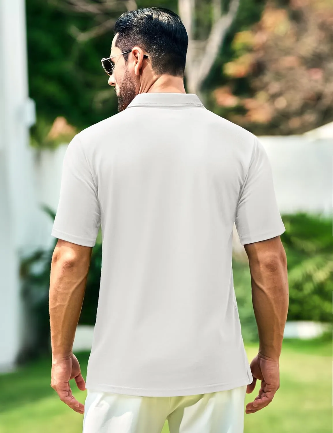 Cotrasen Men's Polo Shirts Short Sleeve Soft Cotton Pique T-Shirts 3 Buttons Classic Fit Casual Performance Golf Shirts
