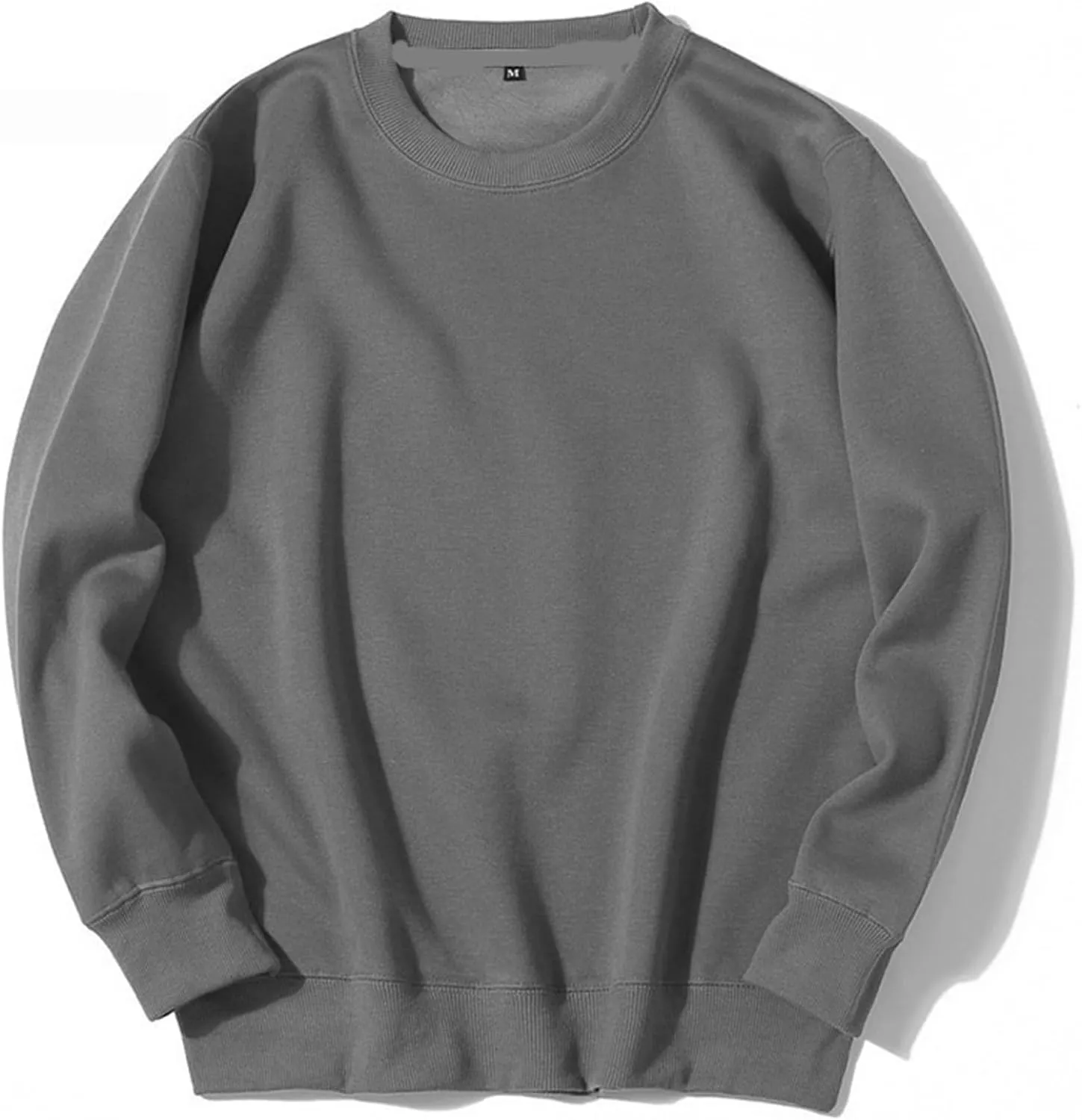Crew Neck Sweatshirts Men Sports Solid Pullover Sweatshirt Long Sleeve Comfort Sweater Running Daily Sweatshirts