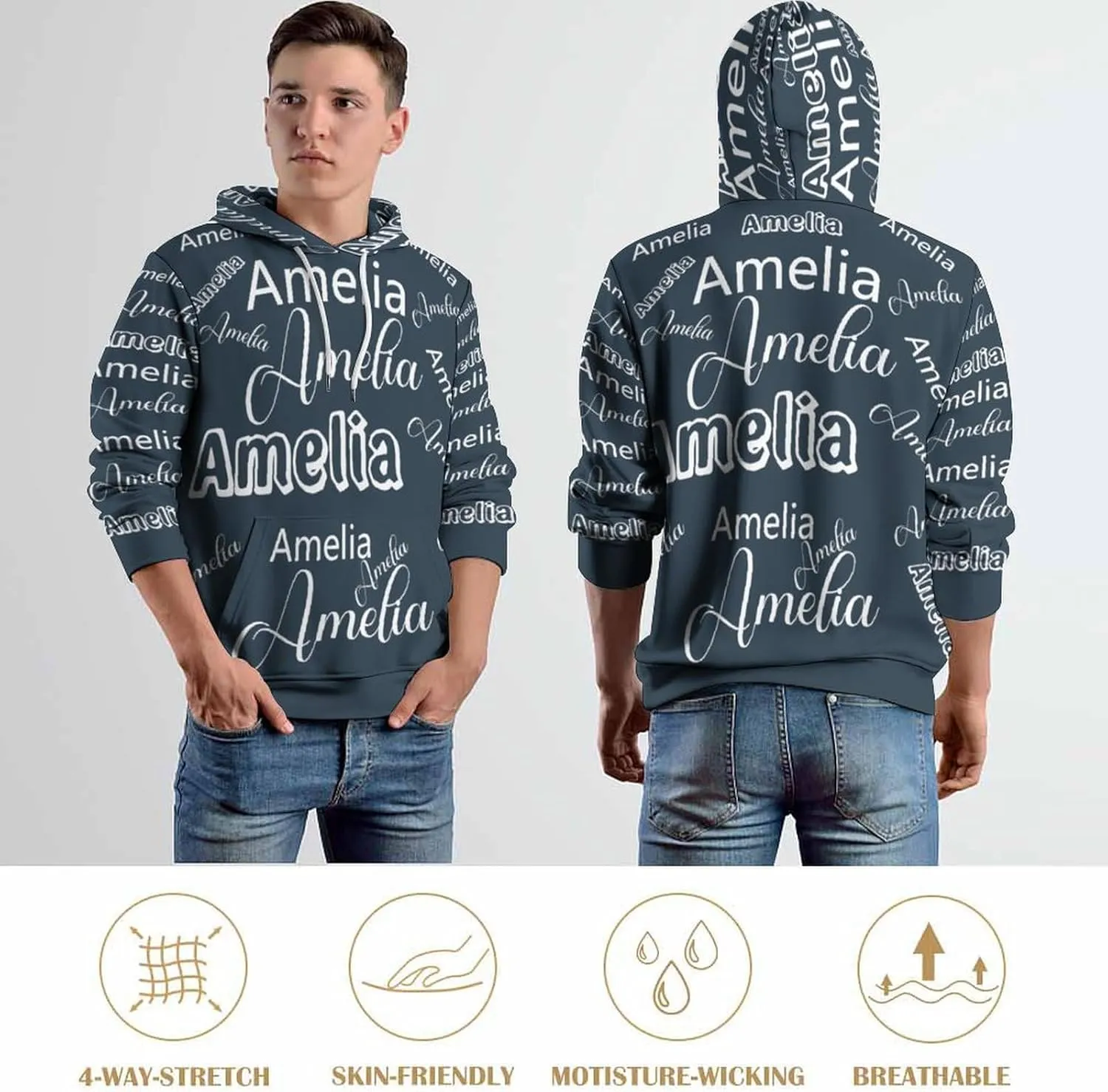 Custom Hoodies Design Your Own Personalized Pullover Sweatshirts with Pocket Customized Photo Hoodies for Men Women