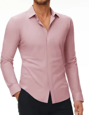 DEMEANOR Stretch Mens Dress Shirts Long Sleeve Slim Fit Dress Shirts for Men Button Down Dress Shirts Wrinkle Free