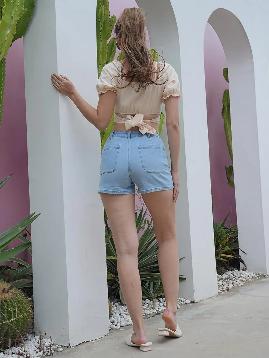 Denim Shorts for Women High Waisted Stretchy Denim Jean Shorts with Pockets