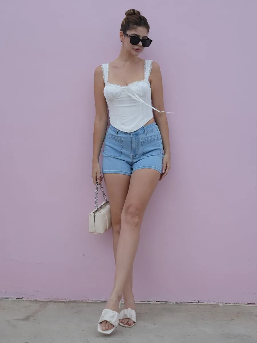 Denim Shorts for Women High Waisted Stretchy Denim Jean Shorts with Pockets