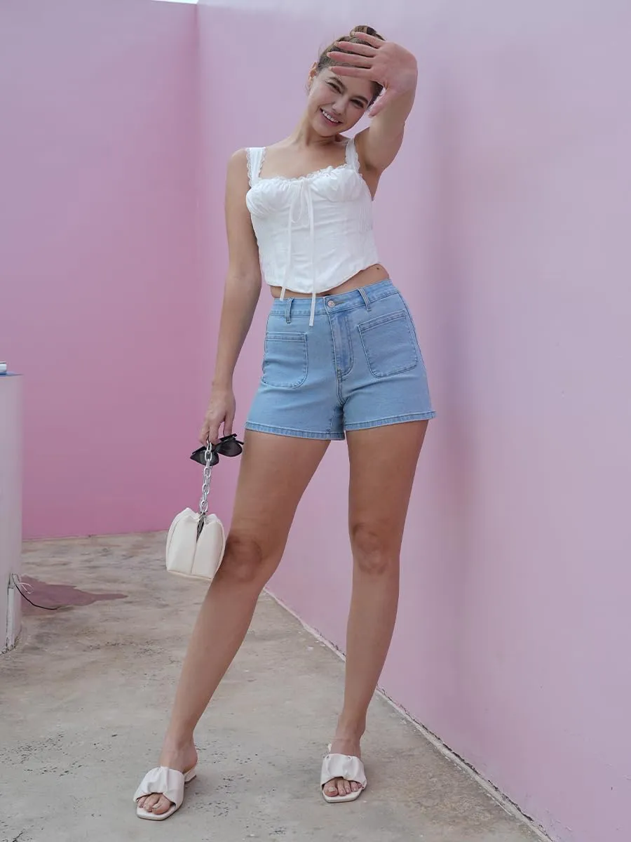 Denim Shorts for Women High Waisted Stretchy Denim Jean Shorts with Pockets
