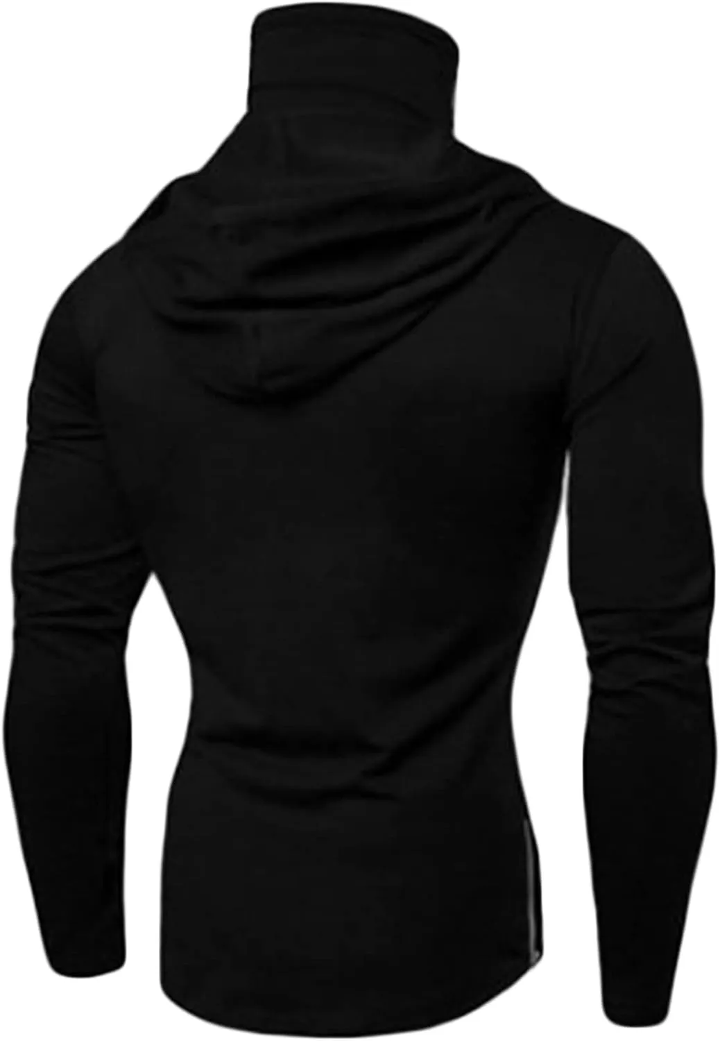 DGHM-JLMY Men's Hooded Long Sleeve Fitness Suit Mask Shirts Turtleneck Compression Hooded Hunting Mask Long Sleeve Hoodie