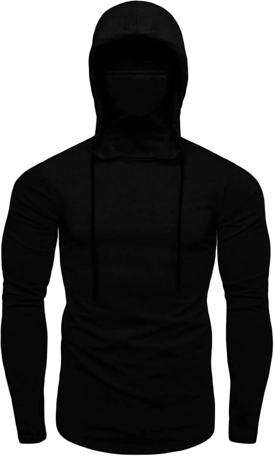 DGHM-JLMY Men's Hooded Long Sleeve Fitness Suit Mask Shirts Turtleneck Compression Hooded Hunting Mask Long Sleeve Hoodie