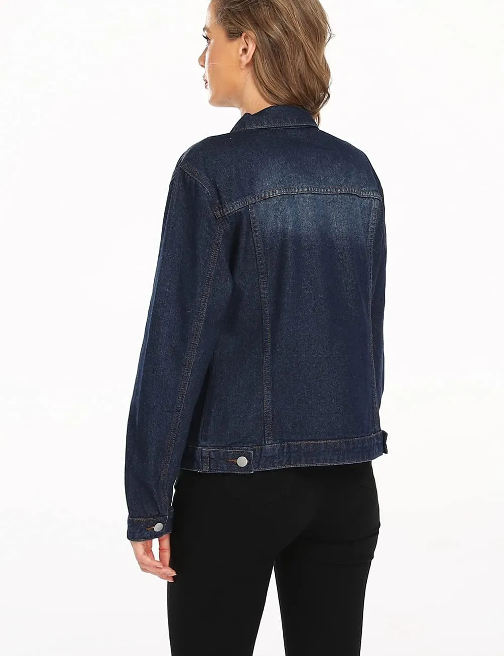 Dilgul Women's Denim Jacket Casual Long Sleeve Basic Button Down Denim Jean Jacket