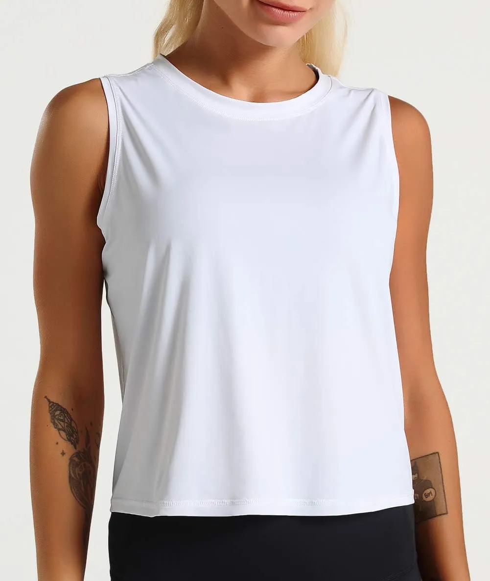 Dragon Fit Women Sleeveless Yoga Tops Workout Cool T-Shirt Running Short Tank Crop Tops