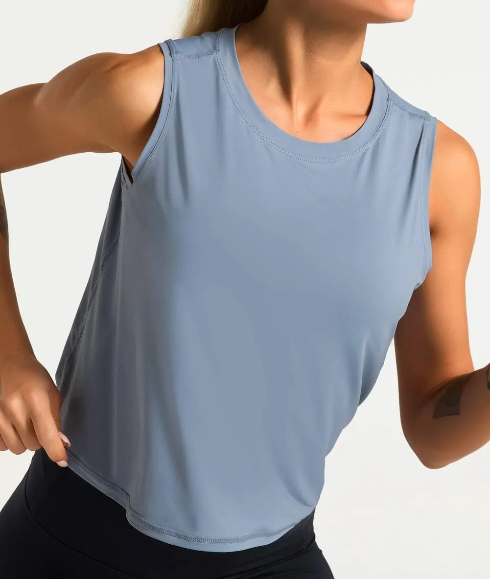 Dragon Fit Women Sleeveless Yoga Tops Workout Cool T-Shirt Running Short Tank Crop Tops