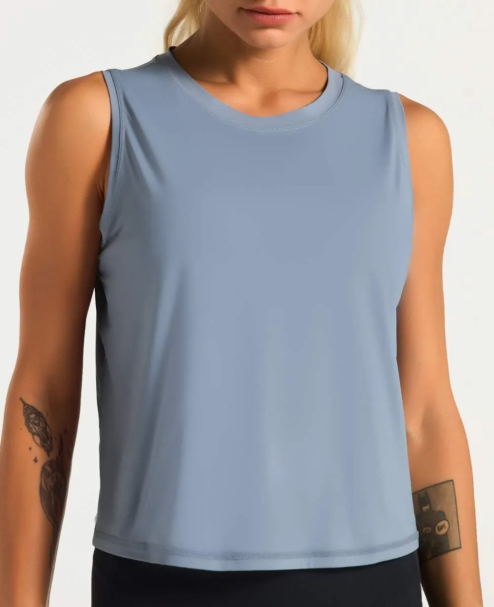 Dragon Fit Women Sleeveless Yoga Tops Workout Cool T-Shirt Running Short Tank Crop Tops