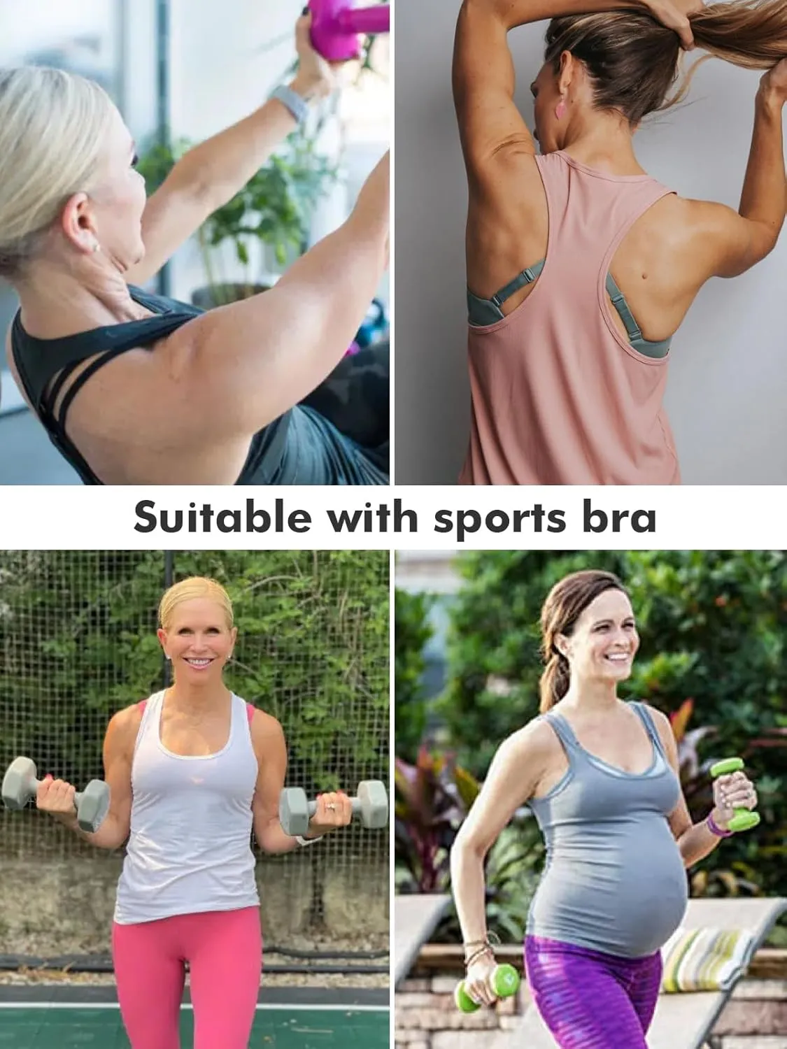 Ecavus 3PCS Women's Maternity Tank Tops Seamless Racerback Workout Athletic Yoga Tops Pregnancy T-Shirt