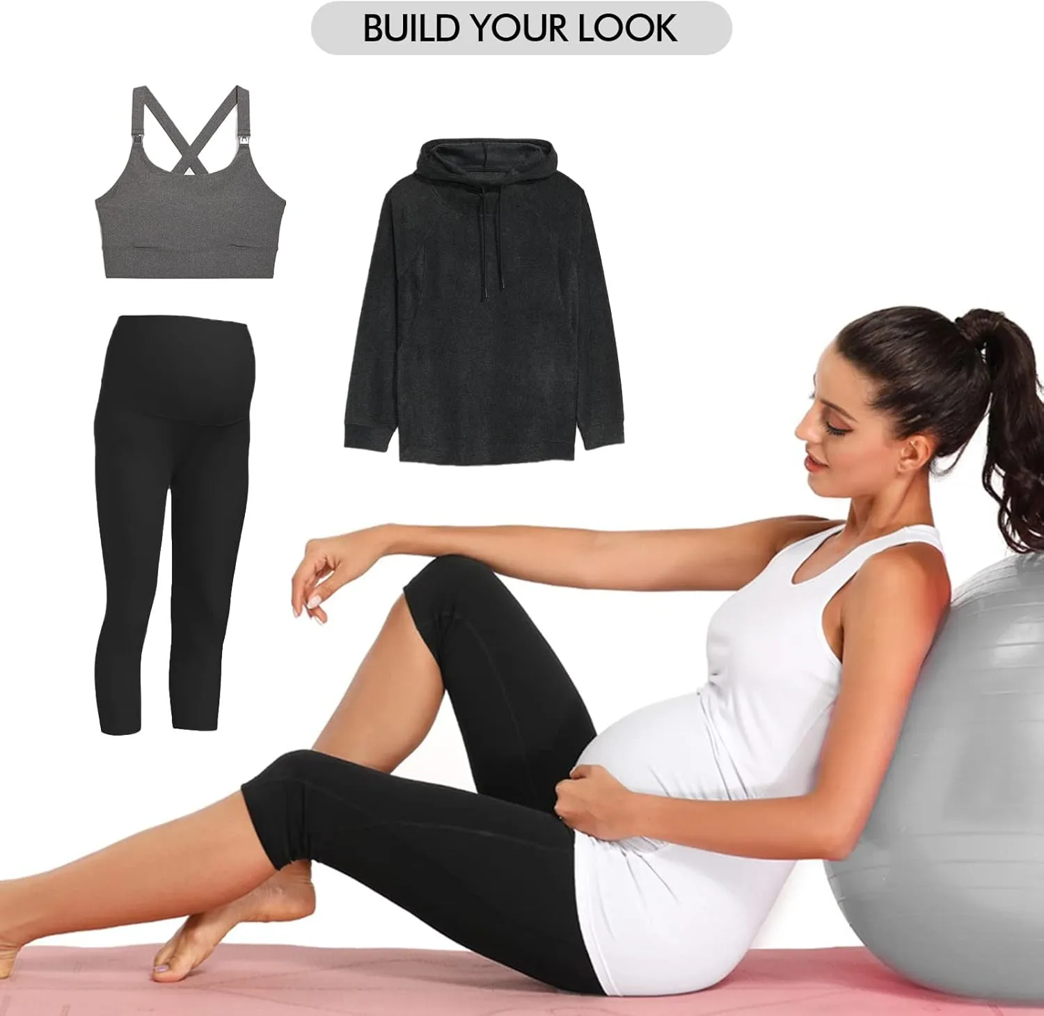 Ecavus Women's Maternity Tank Tops Seamless Racerback Sleeveless Workout Athletic Yoga Tops Pregnancy Shirt