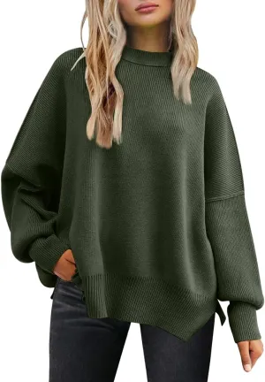 EFAN Women's Oversized Sweaters 2025 Fall Crewneck Batwing Sleeve Pullover Sweaters