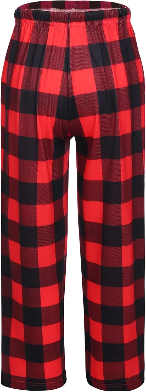 Ekouaer Boys Pajama Pants Long Sleep Soft Elastic Waist Bottoms Plaid Lounge With 2 Pockets 4-14 Years