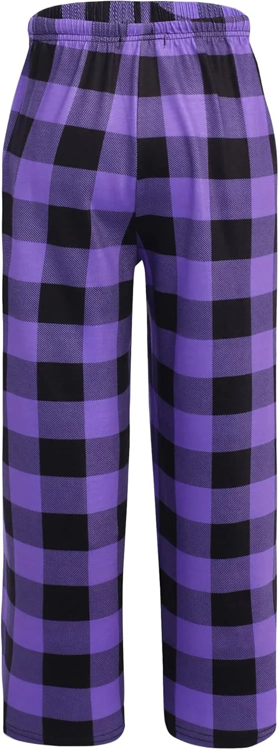 Ekouaer Boys Pajama Pants Long Sleep Soft Elastic Waist Bottoms Plaid Lounge With 2 Pockets 4-14 Years