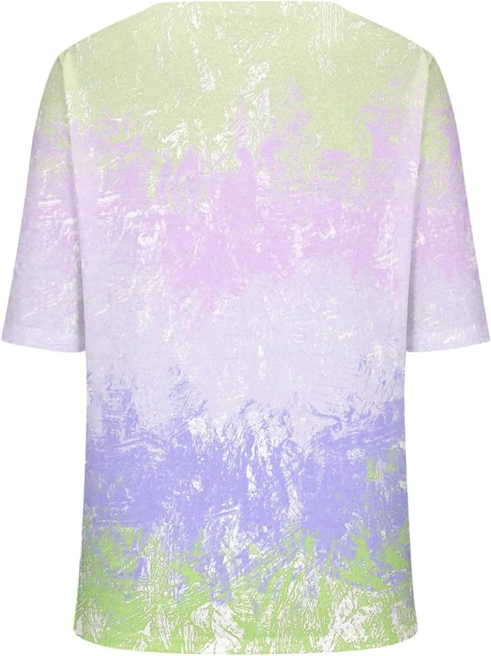 Elbow Length Sleeve T-Shirt for Women V Neck 1/2 Half Sleeve Top Casual Summer Loose Tee Tie Dye Tshirt Holiday Blouse